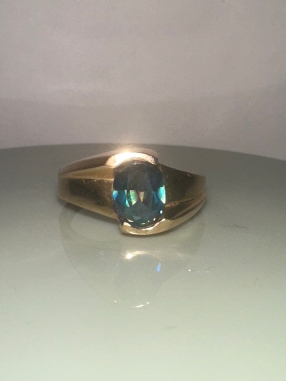 14K Yellow Gold Genuine London Blue Topaz ring